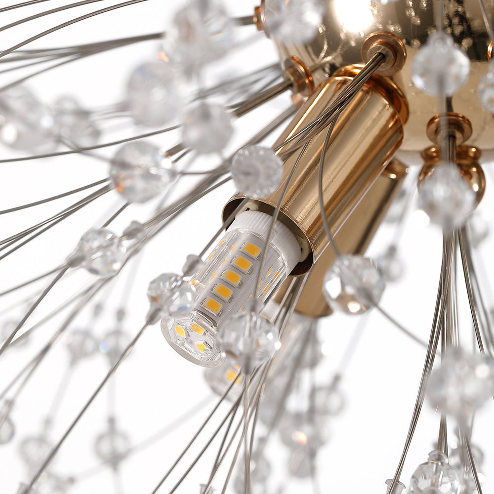 Iluminación decorativa Sputnik, 9 luces de cristal, efecto explosión, ideal para cocina moderna.