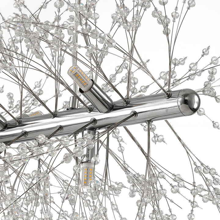 Lámpara colgante de cristal lineal con 9 luces, estilo moderno adaptable a comedor y cocina.