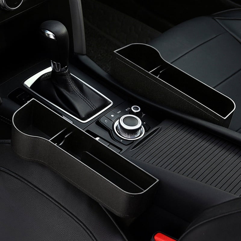 Rellenador de huecos de asiento de coche, con organizador y portavasos, de diseño elegante.