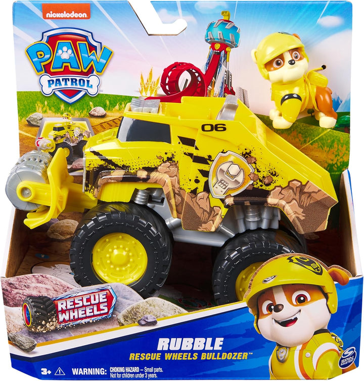 Regalo perfecto para niños: Bulldozer de Rubble, Patrulla Canina. Vehículo de juguete de acción y aventura.