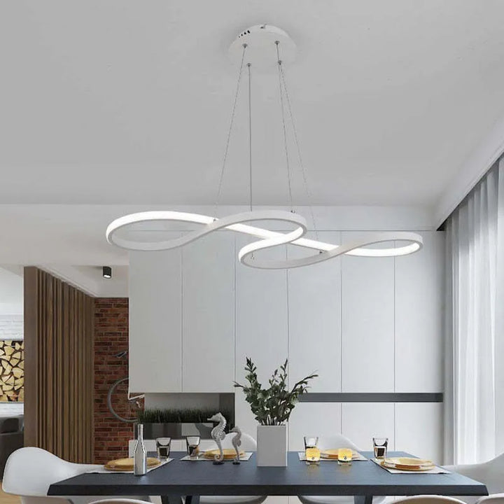 Estilo escandinavo: lámpara colgante LED para hogar, diseño moderno que ofrece iluminación cálida y ajustable.