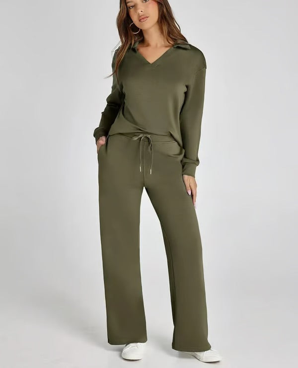 Conjunto loungewear para mujer, moda cómoda y versátil de dos piezas.