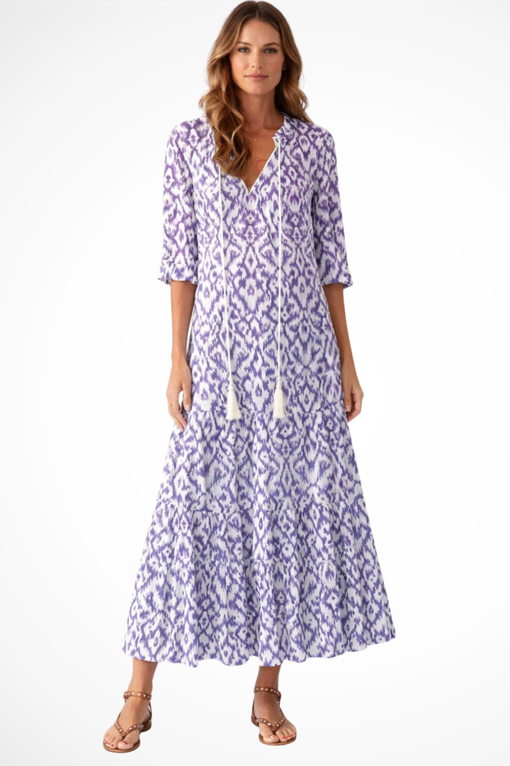 Vestido de playa bohemio casual para mujer, tejido fluido y ligero para días cálidos.