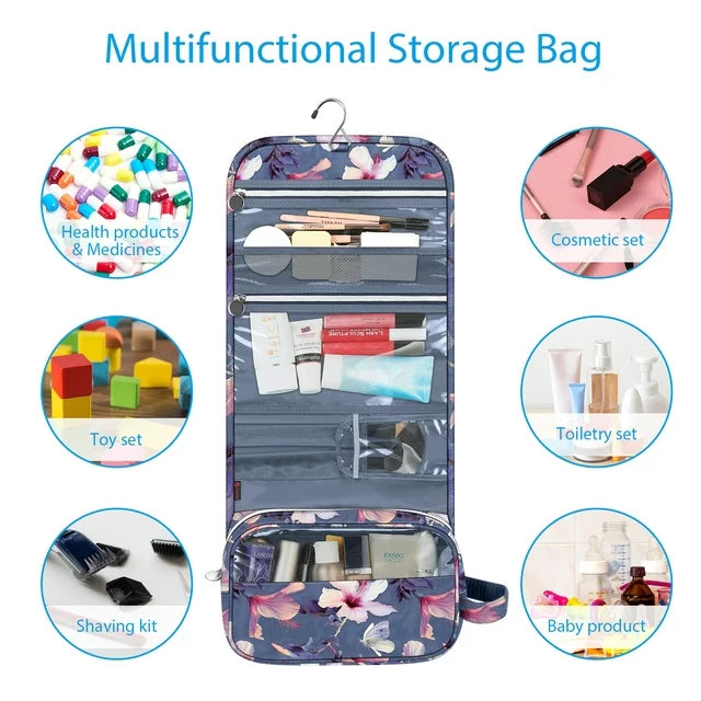 Organizador de maquillaje y accesorios de belleza colgante, neceser de viaje portátil para mujer.