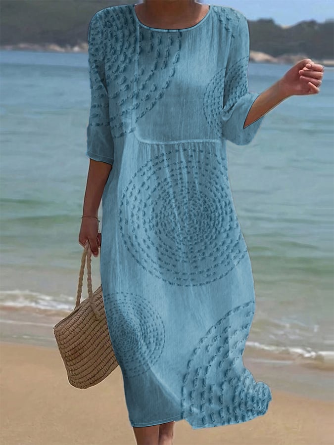 Vestido midi femenino, elegante y cómodo para mujer. Diseño fluido, ideal para eventos o uso diario de verano.