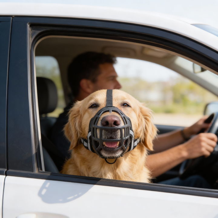 Bozal anti-mordiscos para perros, garantiza paseos seguros y promueve el bienestar animal.
