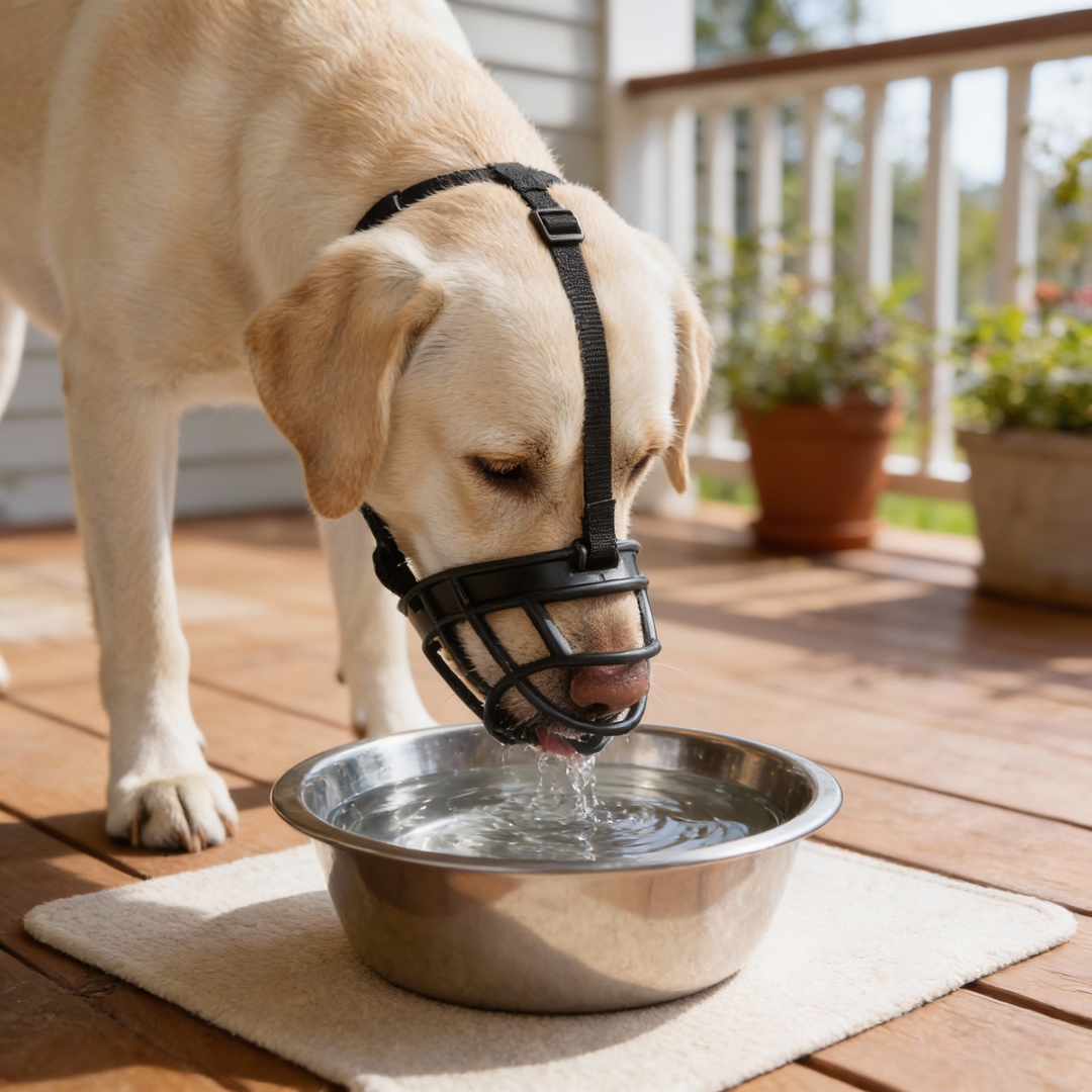 Bozal ajustable para perros de diferentes razas, asegura comodidad y control canino sin estrés.