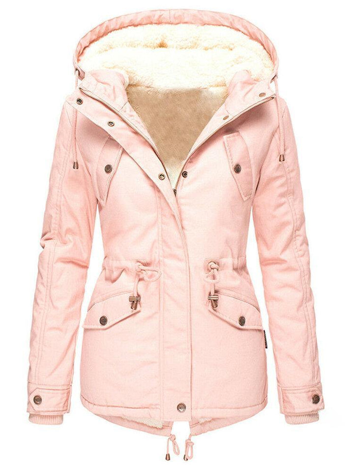 Chaqueta parka de invierno para mujer, forro térmico suave, con capucha para máxima protección y confort.
