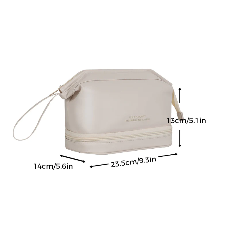 Bolso cosméticos de viaje PU con múltiples compartimentos. Organizador de maquillaje para mujer.