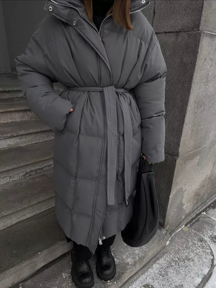 Abrigo de invierno para mujer, acolchado, largo, muy cálido y con cinturón para un ajuste perfecto.