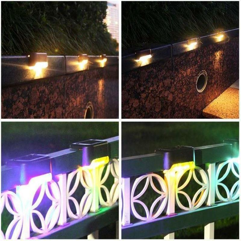 Luces de escalera solares LED. Pack de 4 unidades para iluminación de patio, jardín y terrazas.