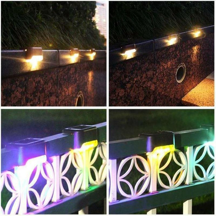 Luces de escalera solares LED. Pack de 4 unidades para iluminación de patio, jardín y terrazas.