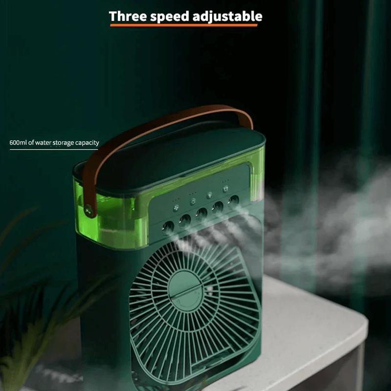 Humidificador y ventilador portátil 2 en 1, con enfriamiento por agua, ideal para mejorar el aire interior.