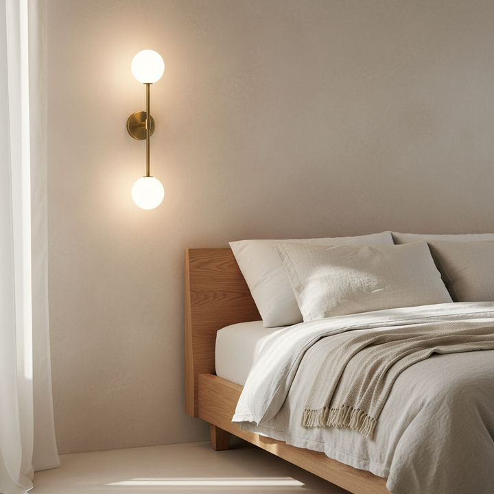 Lámpara de pared LED negra, estilo minimalista moderno para sala de estar o dormitorio. Luz suave.