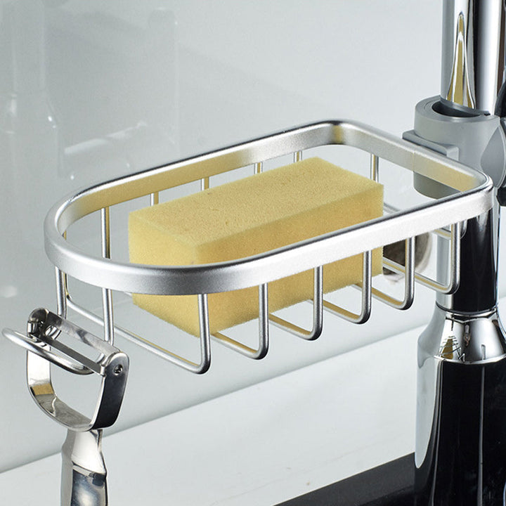Soporte de ducha sin taladro, organizador de aluminio inoxidable para baño moderno.