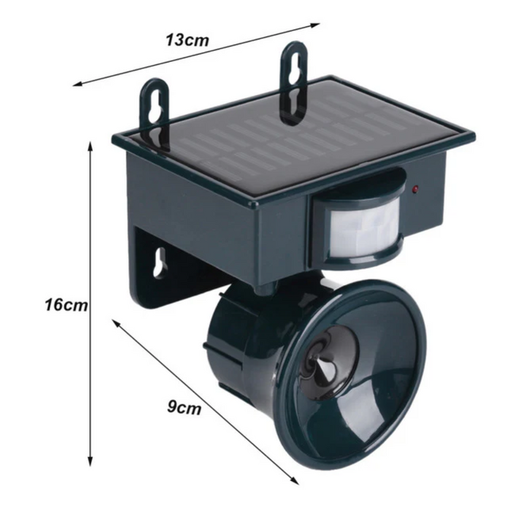 TerraGuard ahuyentador de aves impermeable y ecológico, con sensor PIR para el control de plagas.