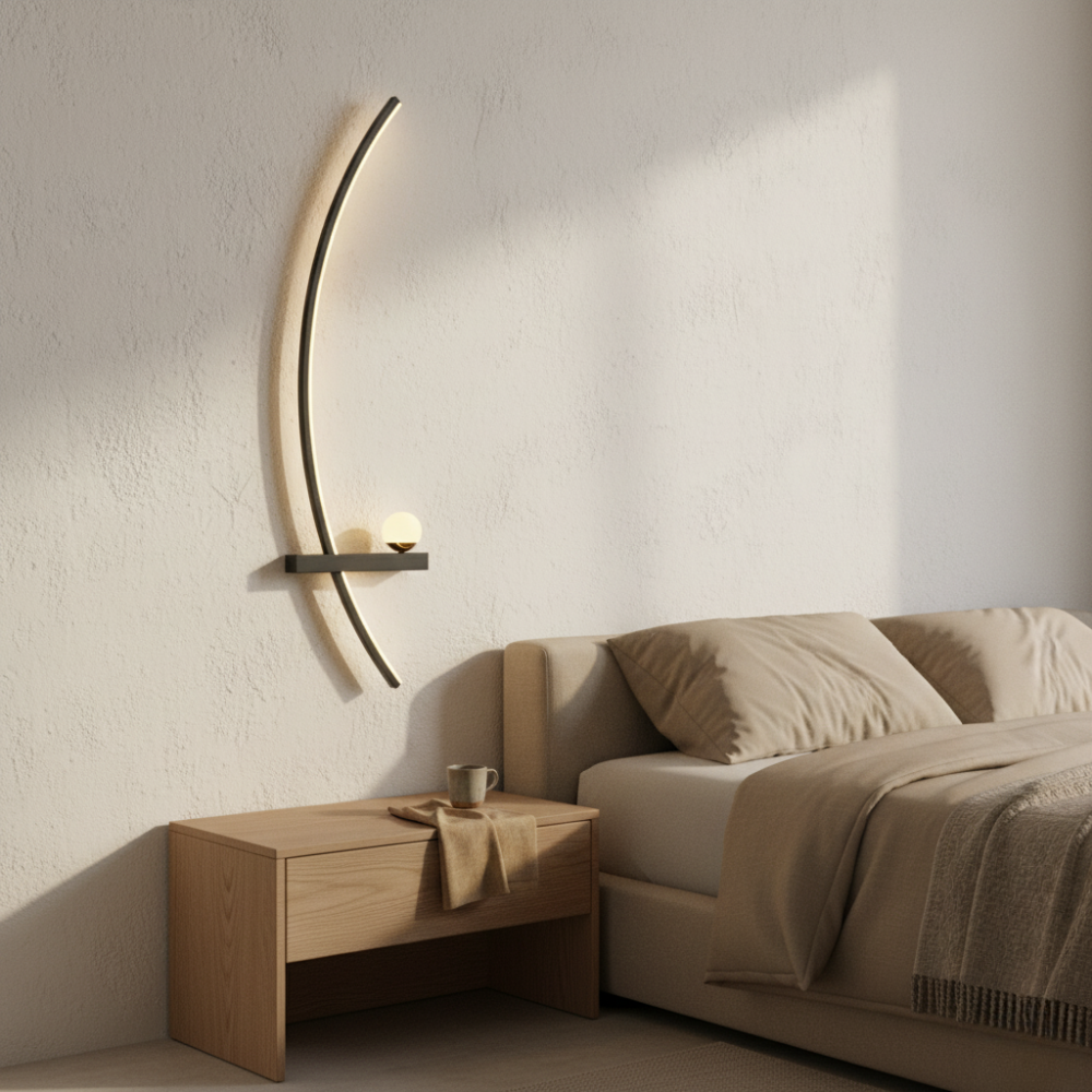 Iluminación LED de pared, montaje fácil, diseño minimalista, eficiencia energética.