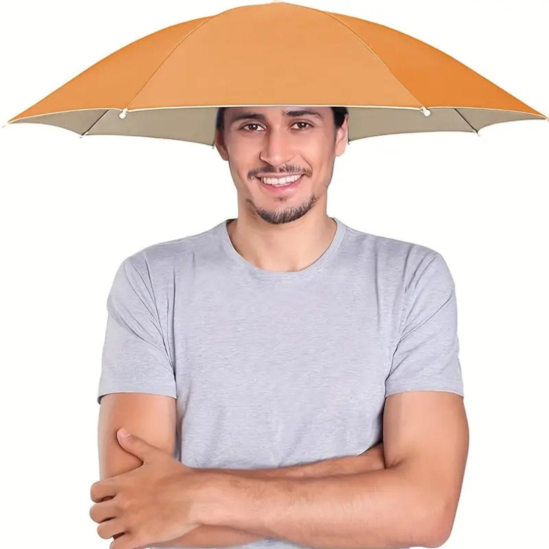 Sombrero paraguas plegable unisex. Dosel amplio anti-UV para protección solar en actividades al aire libre.