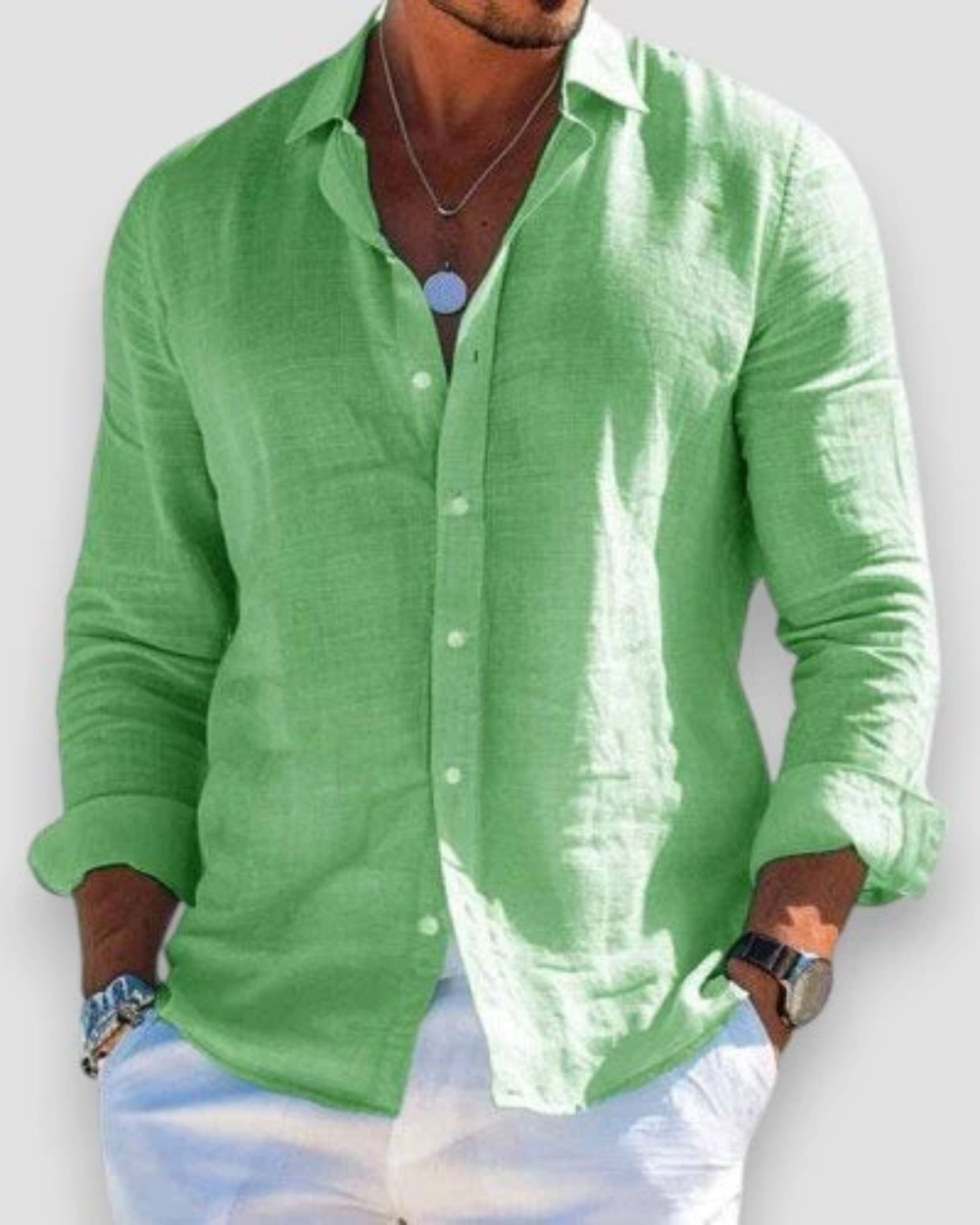 Camisa fresca de hombre para verano, transpirable y elegante, estilo masculino casual y cómodo.