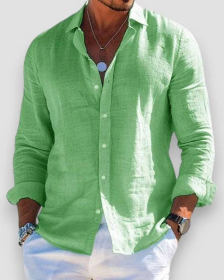 Camisa fresca de hombre para verano, transpirable y elegante, estilo masculino casual y cómodo.