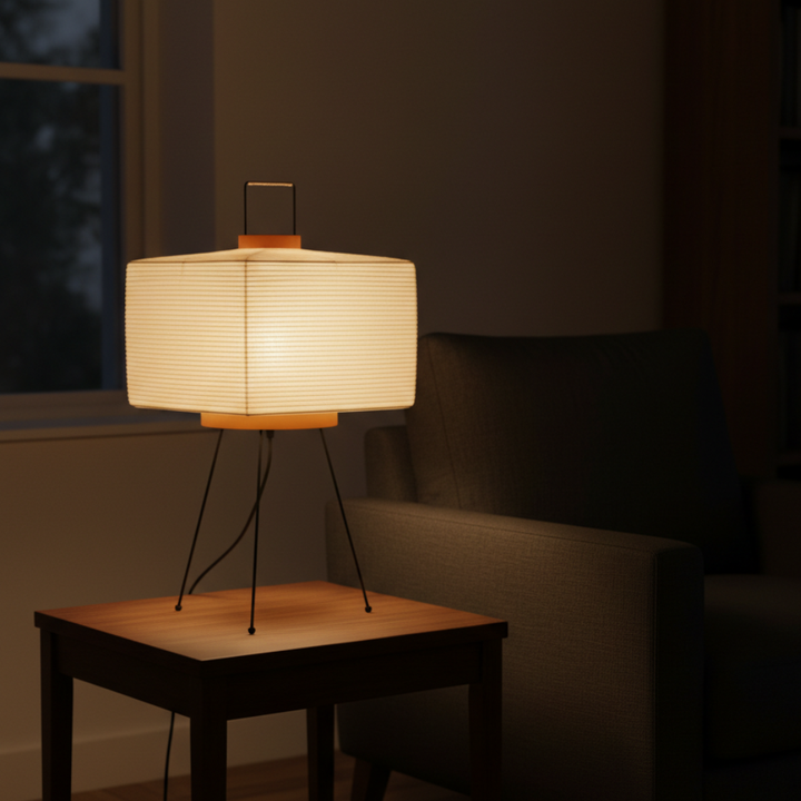 Akari 7A, lámpara de mesa con iluminación ambiental que aporta serenidad y estilo.