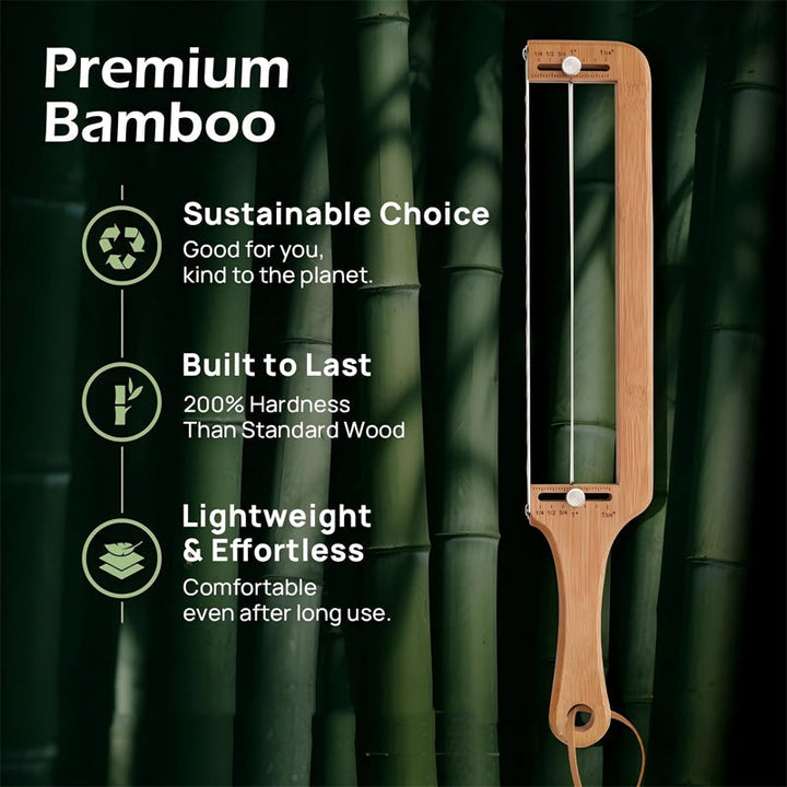 Cuchillo rebanador de pan casero con diseño ergonómico y corte ajustable. Acero inoxidable, ideal para panadería.