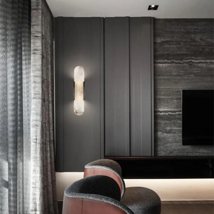 Iluminación LED minimalista de pared, aplique de mármol para un toque moderno en cualquier habitación.