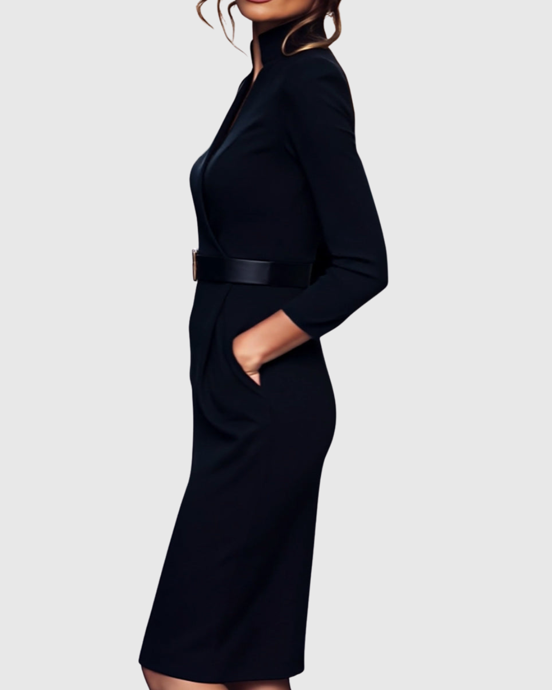 Vestido negro Claribel de mujer, ideal para fiestas y eventos elegantes.
