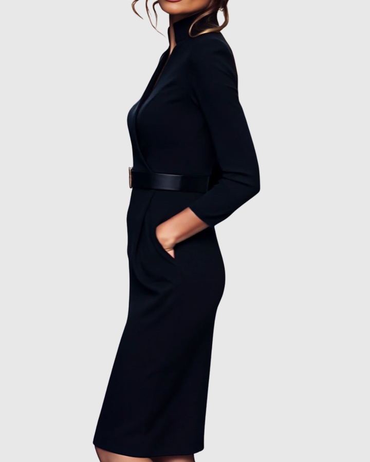 Vestido negro Claribel de mujer, ideal para fiestas y eventos elegantes.