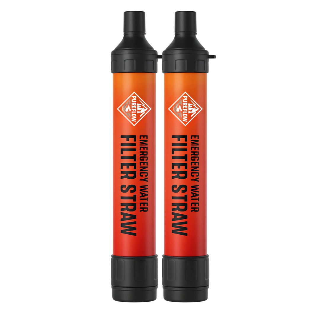 Filtro de agua de emergencia compacto, imprescindible para tu mochila de preparación.