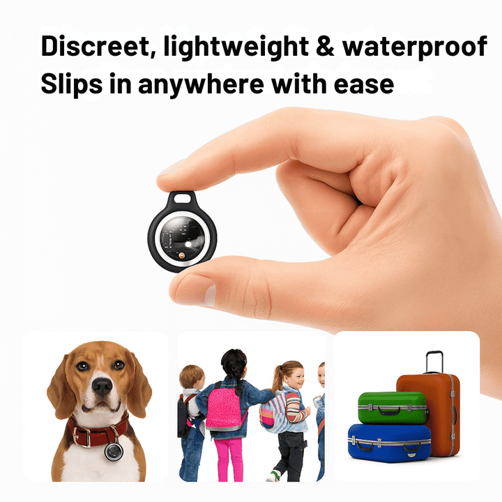 Localizador GPS impermeable, compacto y sin cuotas. Rastreador portátil de seguridad antirrobo compatible Find My Apple.