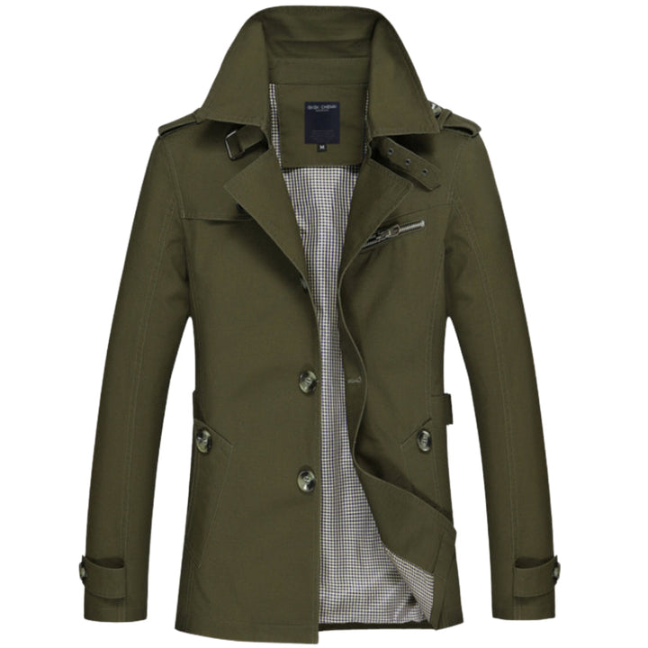 Gabardina para hombre, impermeable y resistente al agua, estilo militar. Chaqueta versátil para lluvia en primavera/otoño.