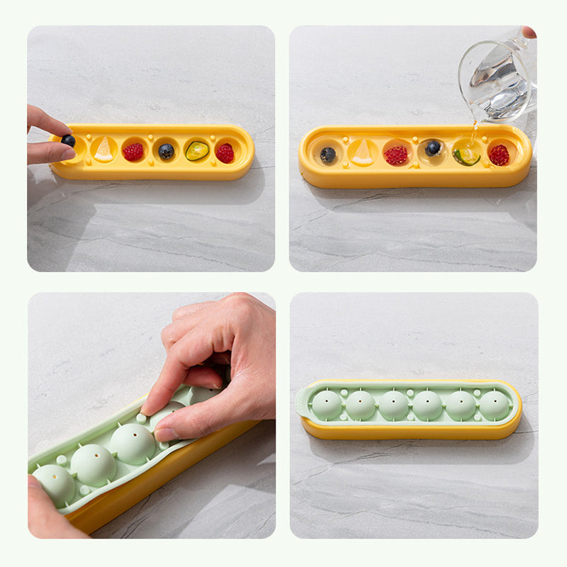 Utensilio de cocina de silicona: molde para 6 bolas de hielo esféricas. Ideal para enfriar tus bebidas favoritas.