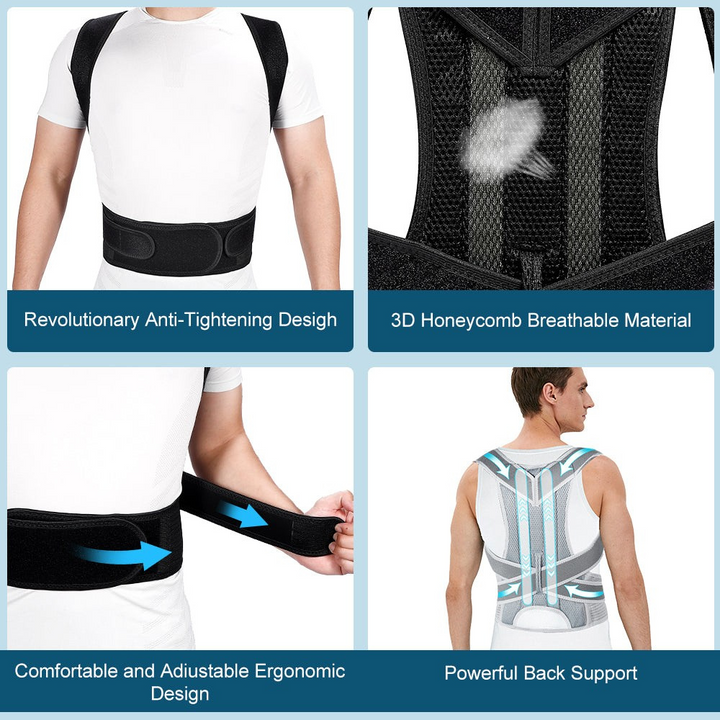 Faja lumbar ergonómica para alivio del dolor de espalda, mejora la postura, unisex, color gris.