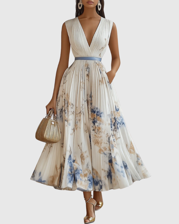 Vestido maxi plisado elegante para mujer, perfecto para fiestas, graduaciones y eventos formales de noche.