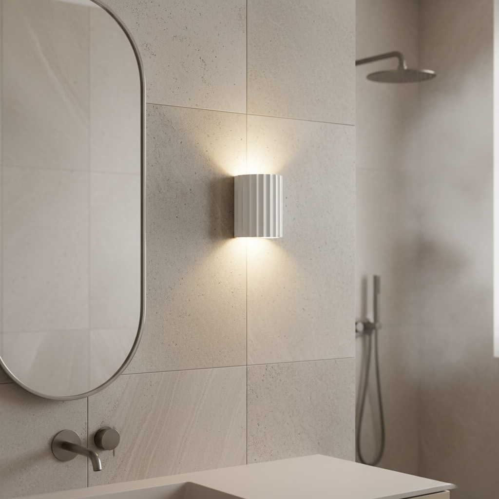Iluminación ambiental cálida con aplique de pared Stria, diseño estriado que realza cualquier hogar moderno.