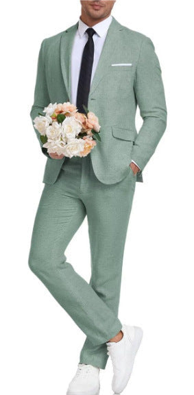 Traje de hombre business casual, dos piezas slim fit para un look moderno.