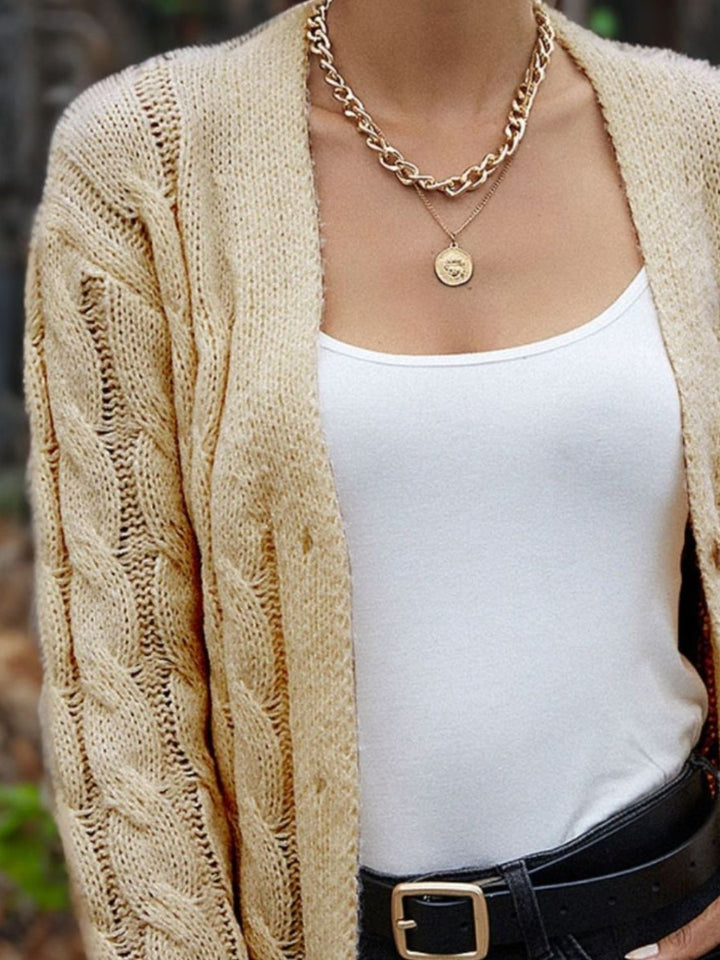 Ropa de mujer: cárdigan de punto trenzado, chaqueta casual y cómoda para otoño invierno.