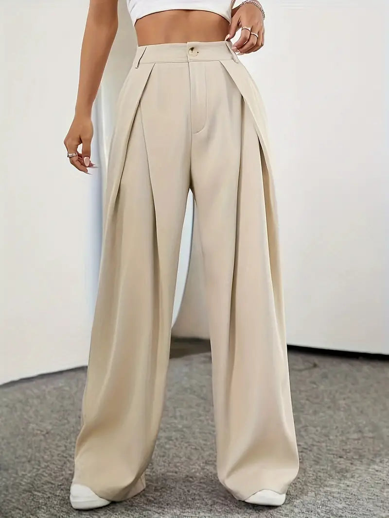Pantalón pierna recta para mujer, negro. Atuendo oficina o casual. Fondo de armario cómodo y chic.