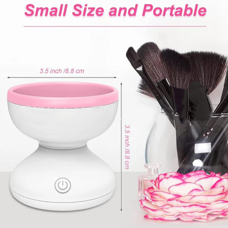Herramienta eléctrica para limpiar brochas de maquillaje, esencial para higiene, belleza y cuidado facial diario.