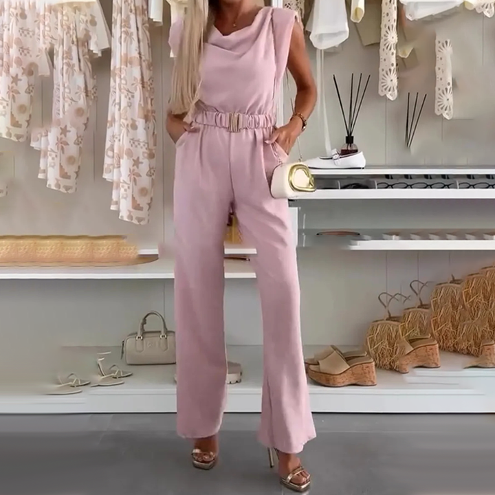 Ropa femenina: mono drapeado negro para mujer, cómodo y elegante, perfecto para cualquier evento.
