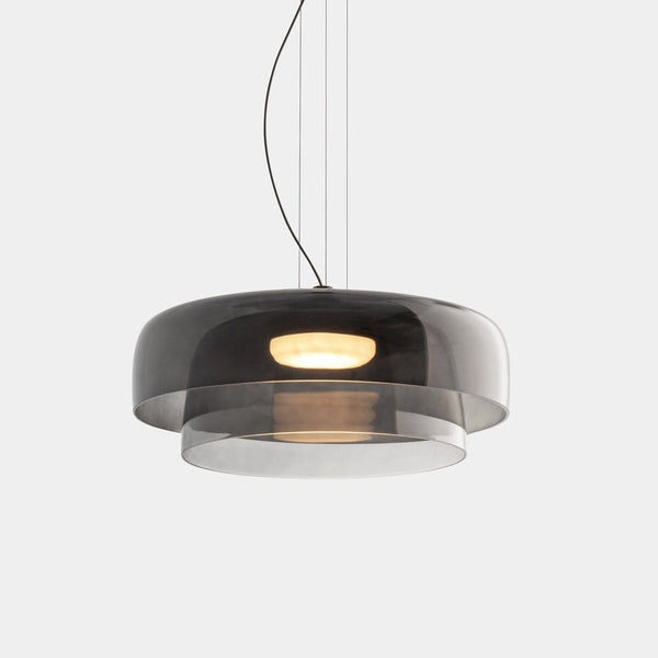 Decoración nórdica: lámpara colgante de techo con pantalla de cristal y metal. Iluminación LED.