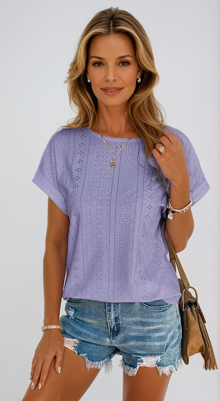 Blusa de mujer con ojal, estilo fresco y elegante para verano, prenda versátil diaria.