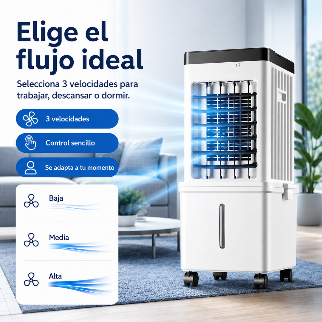 Enfriador de aire portátil sin instalación, perfecto para mantener fresco tu hogar u oficina este verano.