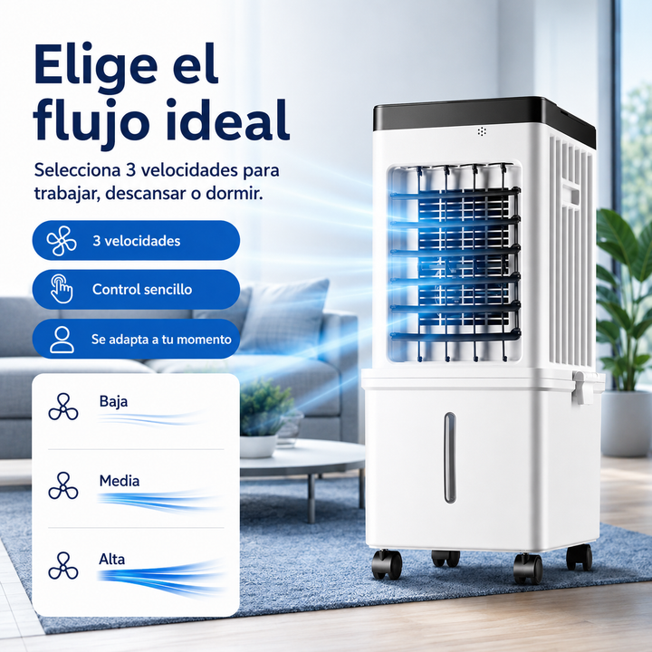 Enfriador de aire portátil sin instalación, perfecto para mantener fresco tu hogar u oficina este verano.