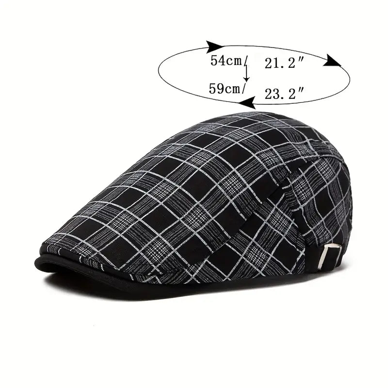 Sombrero unisex a cuadros vintage, gorra ajustable que combina moda y estilo casual.