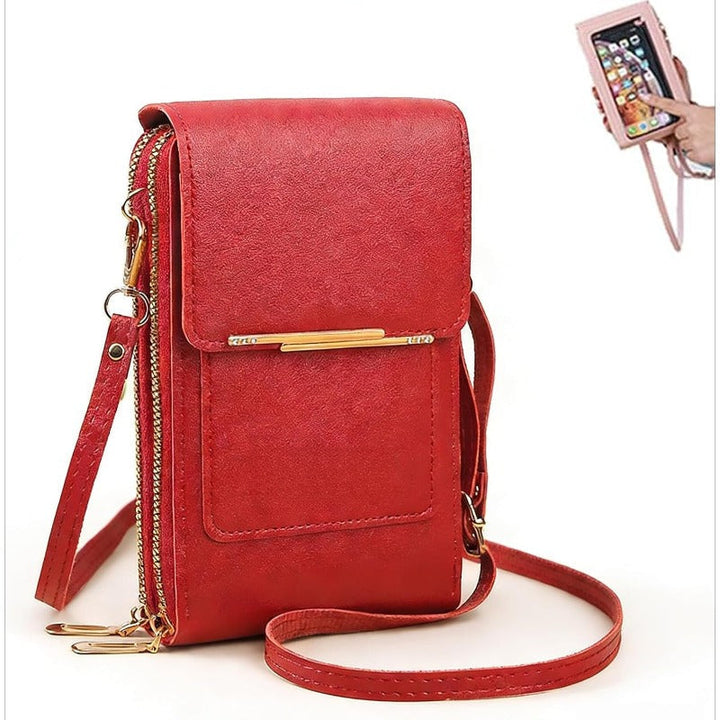 Cartera mujer bandolera segura, con RFID para proteger tarjetas y teléfono en viajes.