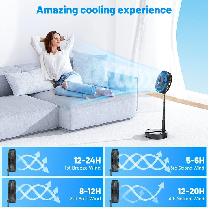 Ventilador silencioso con 4 velocidades y mando a distancia. Ideal para el hogar u oficina.
