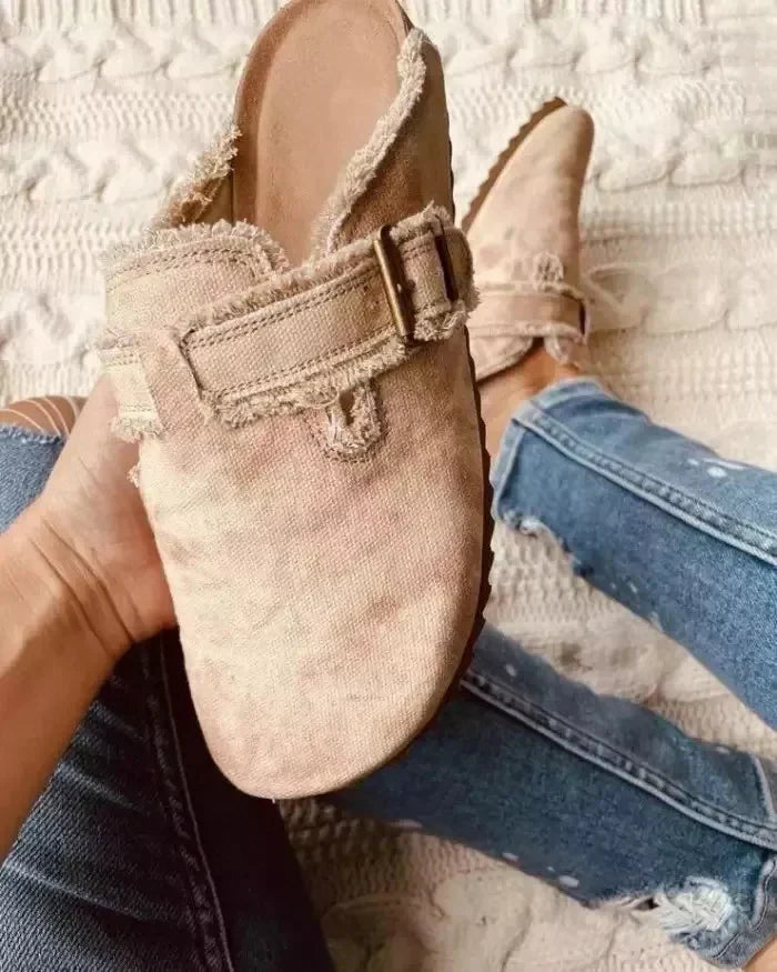 Zuecos de lona para mujer, calzado casual ligero y transpirable, diseñado para la comodidad del verano.