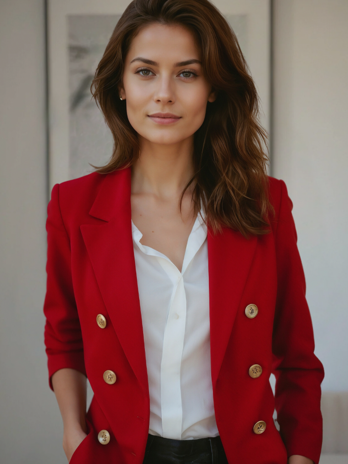 Moda femenina: blazer entallada RHEA de diseño exclusivo. Chaqueta elegante y moderna para mujer.